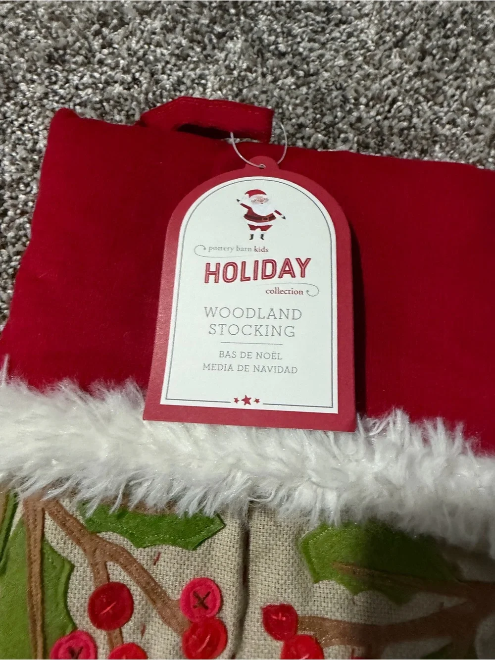 Pottery Barn Holiday Ice Skater Christmas Stocking - Red Cuff